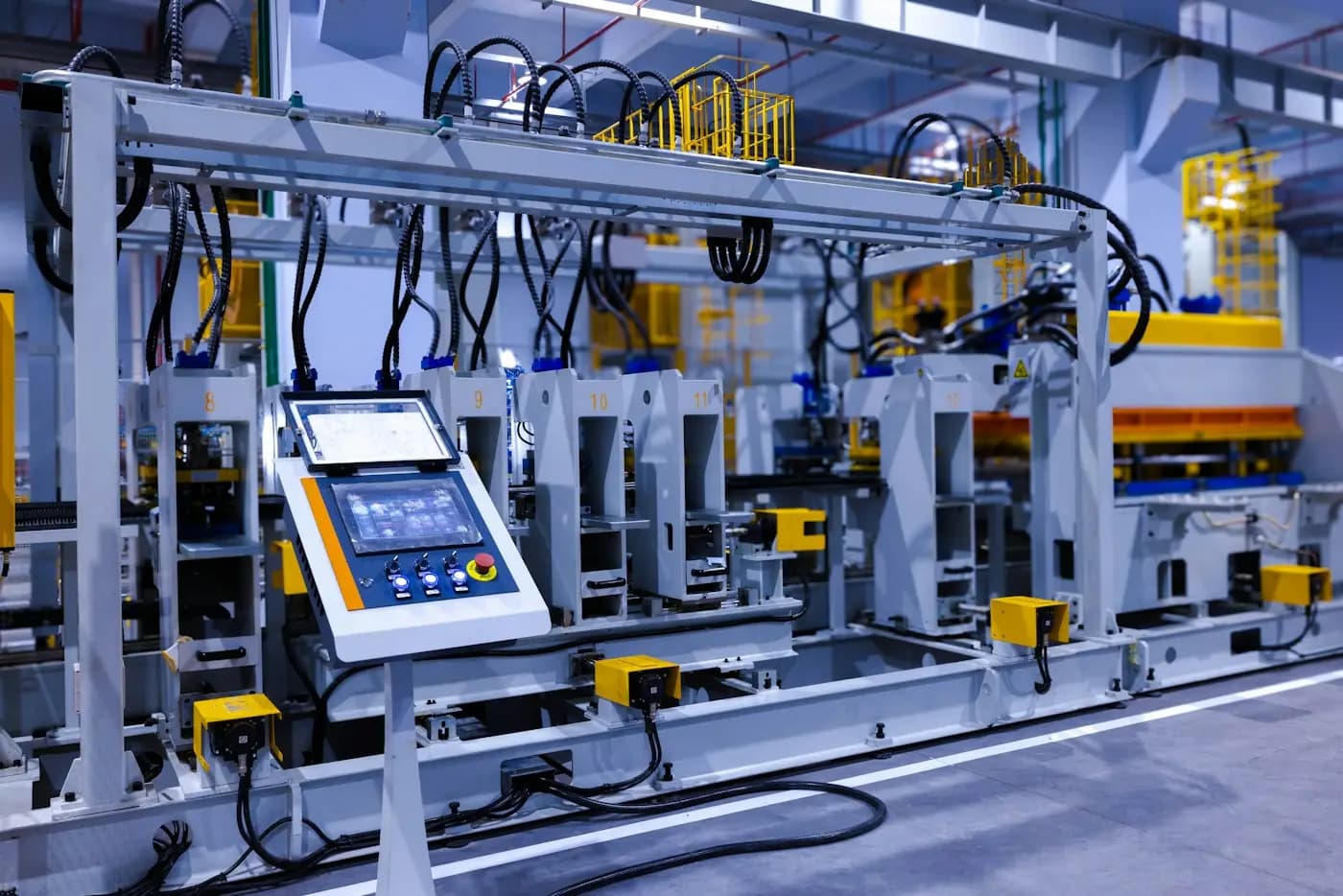 Línea de producción automatizada con panel de control táctil